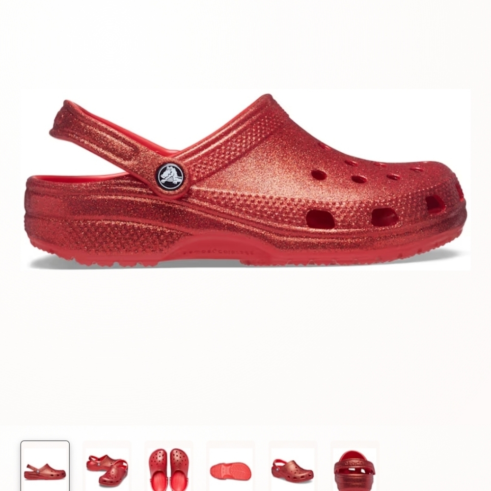 CROCS Sparkly Red Slippers